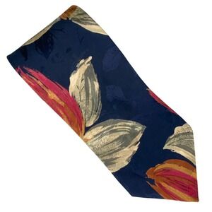 Unbranded Silk Tie Mens Navy Blue Red‎ Green Floral Abstract Handmade Artsy 59x4